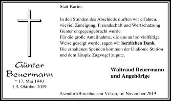 Traueranzeige von Günter Beuermann von SYK