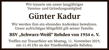 Traueranzeige von Günter Kadur von SYK