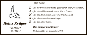 Traueranzeige von Heinz Krüger von SYK