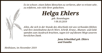 Traueranzeige von Helga Ehlers von SYK