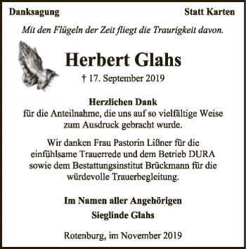 Traueranzeige von Herbert Glahs von SYK