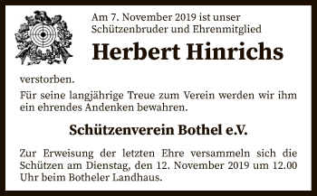 Traueranzeige von Herbert Hinrichs von SYK