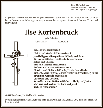 Traueranzeige von Ilse Kortenbruck von SYK