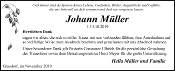 Traueranzeige von Johann Müller von SYK