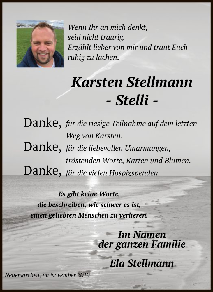 Traueranzeige für Karsten Stellmann vom 30.11.2019 aus SYK