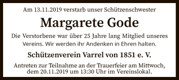 Traueranzeige von Margarete Gode von SYK