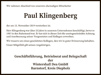 Traueranzeige von Paul Klingenberg von SYK