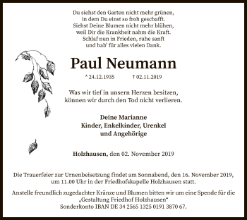 Traueranzeige von Paul Neumann von SYK