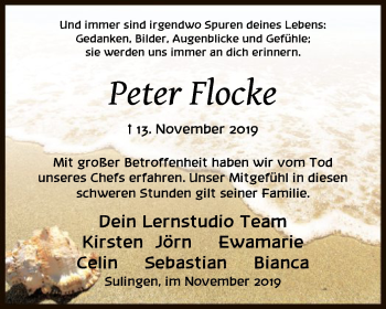 Traueranzeige von Peter Flocke von SYK