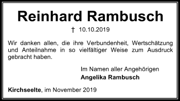 Traueranzeige von Reinhard Rambusch von SYK