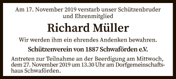 Traueranzeige von Richard Müller von SYK