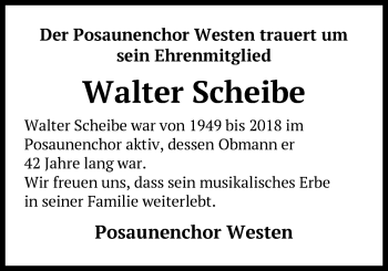 Traueranzeige von Walter Scheibe von SYK