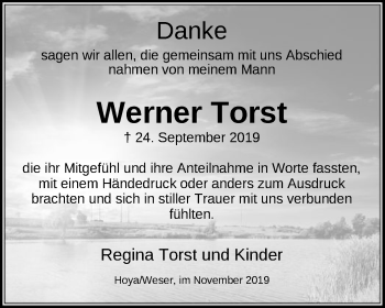 Traueranzeige von Werner Torst von SYK