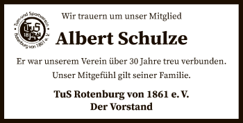 Traueranzeige von Albert Schulze von SYK