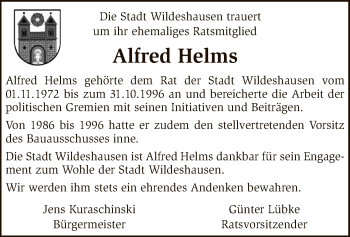 Traueranzeige von Alfred Helms von SYK