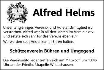 Traueranzeige von Alfred Helms von SYK