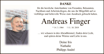 Traueranzeige von Andreas Finger von SYK