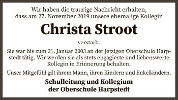 Traueranzeige von Christa Stroot von SYK