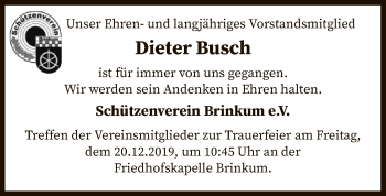 Traueranzeige von Dieter Busch von SYK