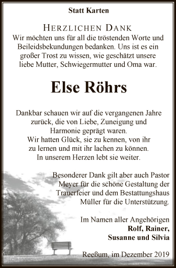 Traueranzeige von Else Röhrs von SYK