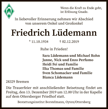 Traueranzeige von Friedrich Lüdemann von SYK