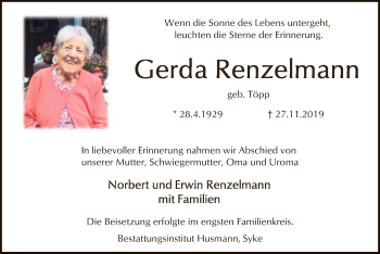 Traueranzeige von Gerda Renzelmann von SYK