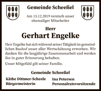 Traueranzeige von Gerhart Engelke von SYK