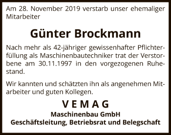 Traueranzeige von Günter Brockmann von SYK