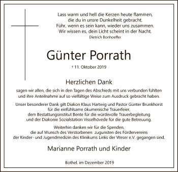 Traueranzeige von Günter Porrath von SYK