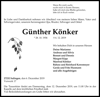 Traueranzeige von Günther Könker von SYK