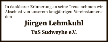 Traueranzeige von Jürgen Lehmkuhl von SYK