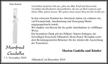 Traueranzeige von Manfred Gudella von SYK