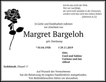 Traueranzeige von Margret Bargeloh von SYK