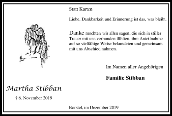 Traueranzeige von Martha Stibban von SYK