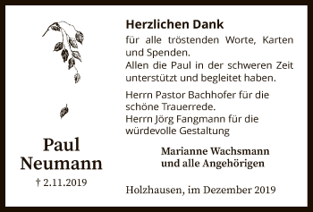 Traueranzeige von Paul Neumann von SYK