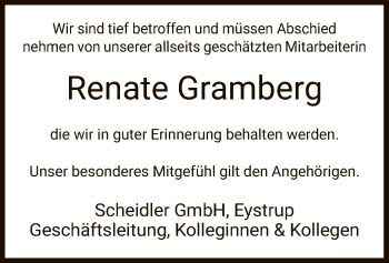 Traueranzeige von Renate Gramberg von SYK