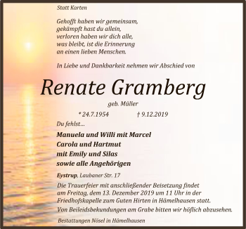 Traueranzeige von Renate Gramberg von SYK