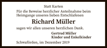 Traueranzeige von Richard Müller von SYK