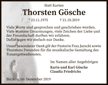 Traueranzeige von Thorsten Gösche von SYK