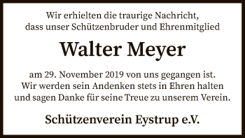 Traueranzeige von Walter Meyer von SYK