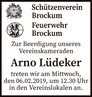 Traueranzeige von Arno Lüdeker von SYK