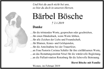 Traueranzeige von Bärbel Bösche von SYK