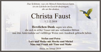 Traueranzeige von Christa Faust von SYK