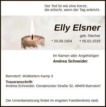 Traueranzeige von Elly Elsner von SYK