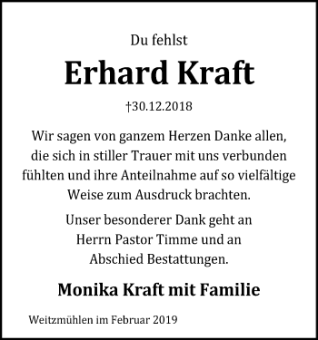 Traueranzeige von Erhard Kraft von SYK