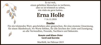 Traueranzeige von Erna Holle von SYK