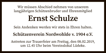 Traueranzeige von Ernst Schulze von SYK