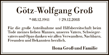 Traueranzeige von Götz-Wolfgang Groß von SYK