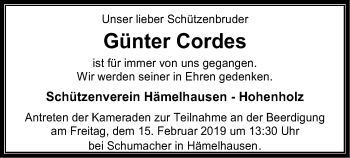 Traueranzeige von Günter Cordes von SYK