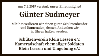 Traueranzeige von Günter Sudmeyer von SYK